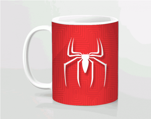 Spiderman Logo Printed Mug - Coffee Cup (600x600), Png Download