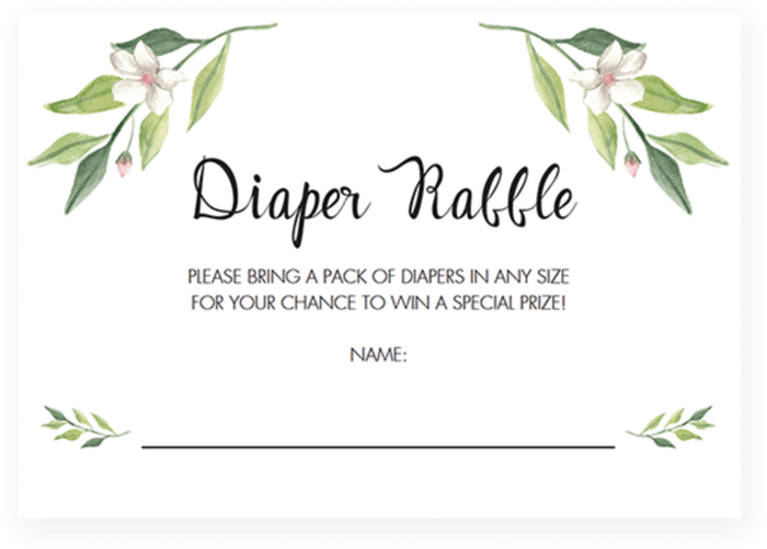 Green Foliage Baby Shower Diaper Raffle Tickets Printable - Greenery Diaper Raffle Tickets (819x1024), Png Download