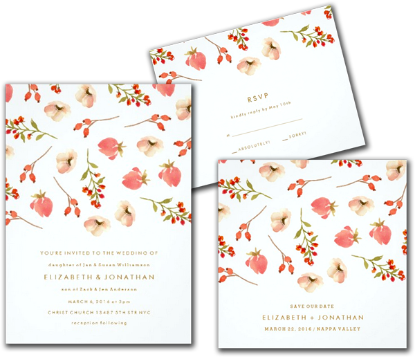 Pretty Watercolor Floral Wedding Invitation - Greeting Card (600x516), Png Download