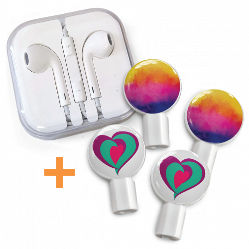 Deka Sounds Dekaslides Earbuds Combo Tri Heart + Watercolor (500x500), Png Download