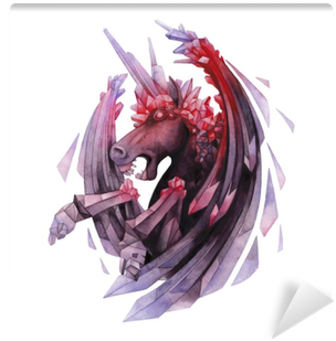 Watercolor Crystallizing Unicorn Wall Mural • Pixers® - Redbubble Watercolor Crystallizing Demonic Horse Unisex (400x400), Png Download