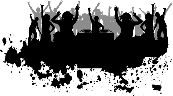 Party - Party People Silhouette Png (555x310), Png Download