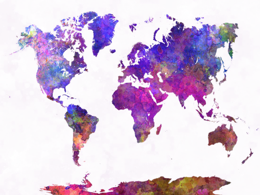 Graphic Library Map Wall Allposters Com Beautiful Allposterscom - Watercolor World Map Png (1100x825), Png Download