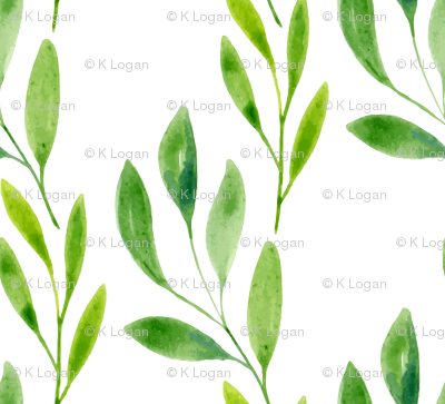 Watercolor Spring Summer Green Vines Cute - Watercolor Painting (400x363), Png Download