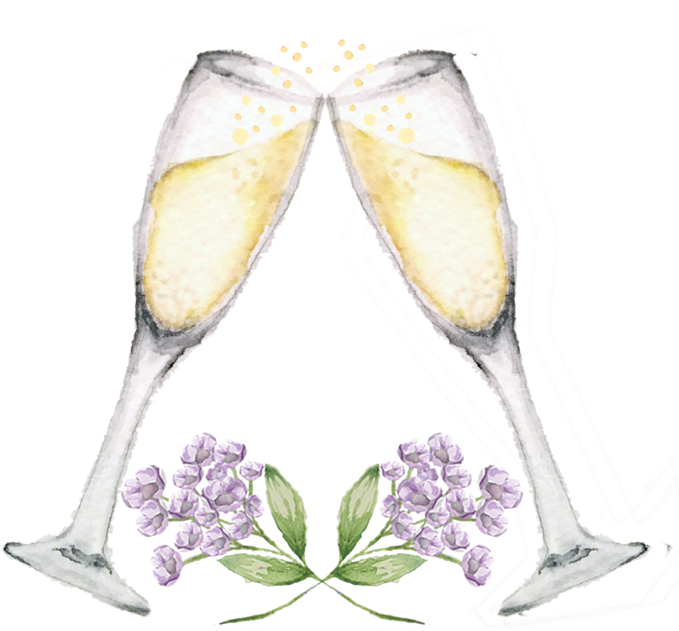 Champagne Glasses Flowers - Design (1000x938), Png Download