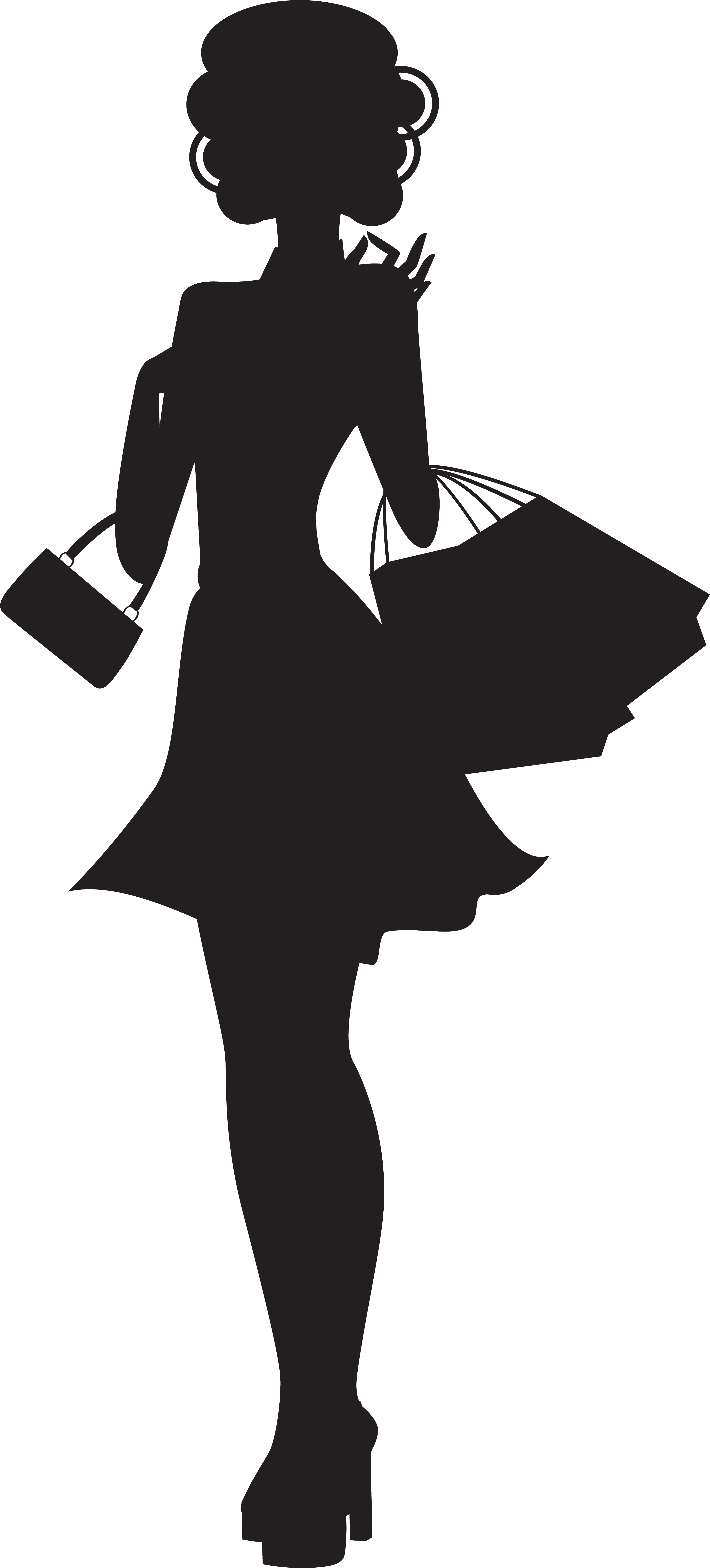 Woman Shopping Silhouette Png (3681x8000), Png Download
