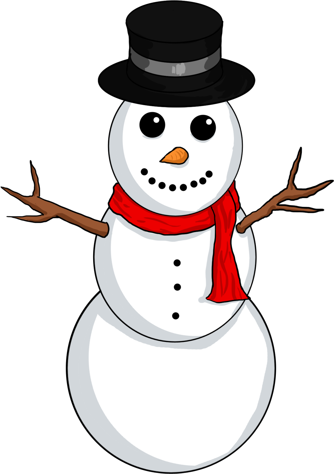 Snowman - Snowman With A Hat (1194x1668), Png Download