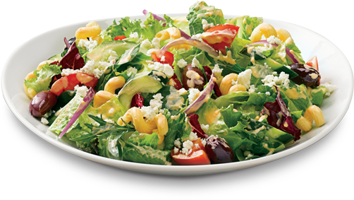 Salad Tomato Cucumber Png - Pizza Slice And Salad (539x375), Png Download
