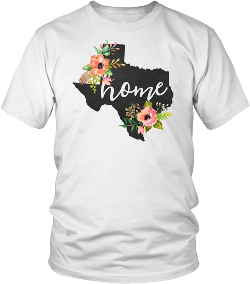 Texas Home Chalkboard Watercolor Flowers State T-shirt - Blockchain Shirt (960x960), Png Download