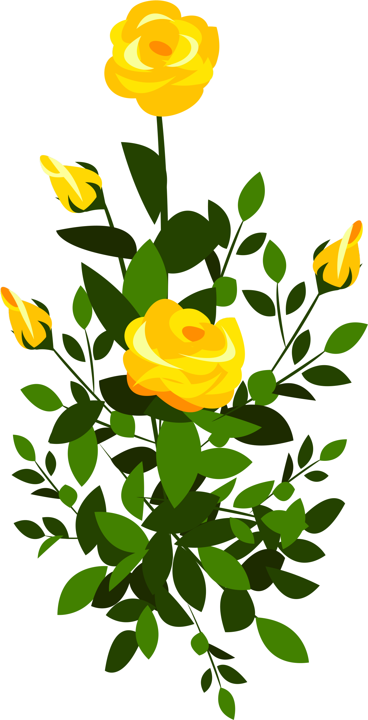 Yellow Rose Bush Png Clipart Image - Yellow Rose Bush Png (1647x2731), Png Download