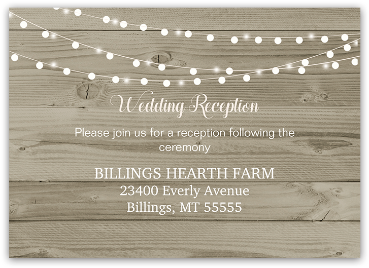 Rustic Wood String Lights Wedding Reception Card - Wedding Reception (900x900), Png Download