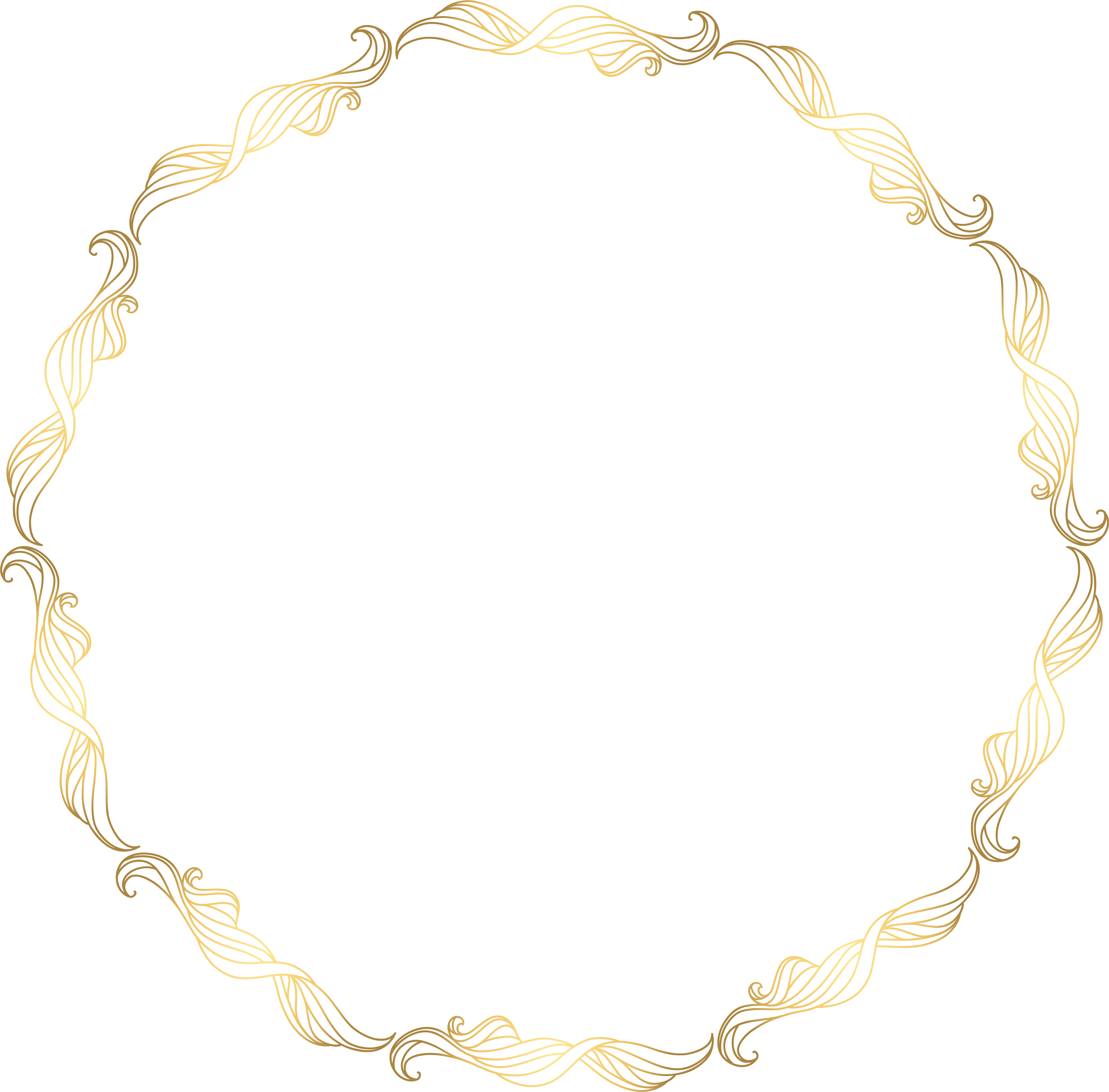 Gold Border Floral Round N (8000x7877), Png Download
