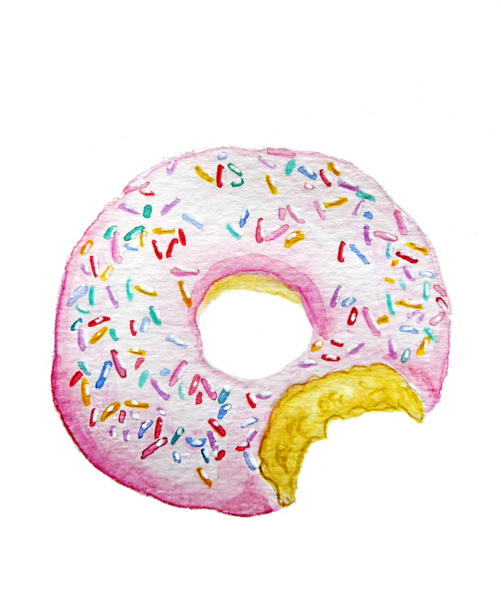 Vector Library Stock Ink And Watercolour Little Inkings - Doughnut (500x665), Png Download