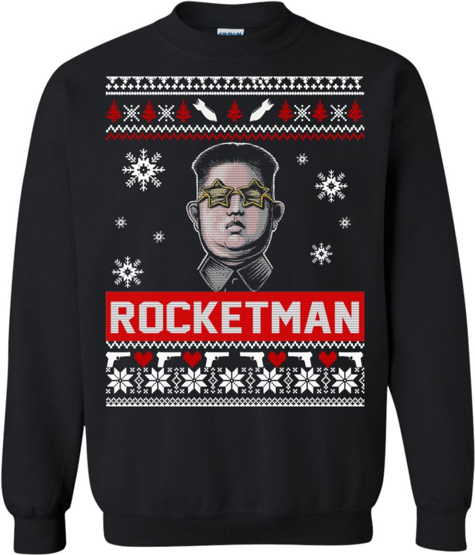 Kim Jong Un Rocketman Christmas Ugly Sweater - President Trump Called Kim Jong Un Rocketman So I Made (1155x1155), Png Download