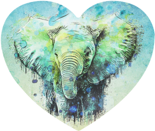 Watercolor Elephant Heart-shaped Mousepad - Watercolor Elephant (500x500), Png Download