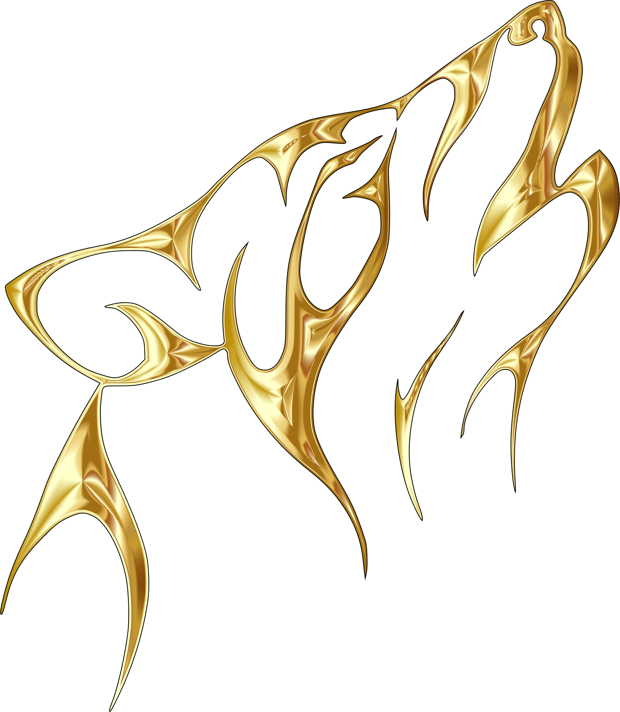 Gold Tribal No Big Image Png - Gray Wolf Tattoo (2044x2346), Png Download