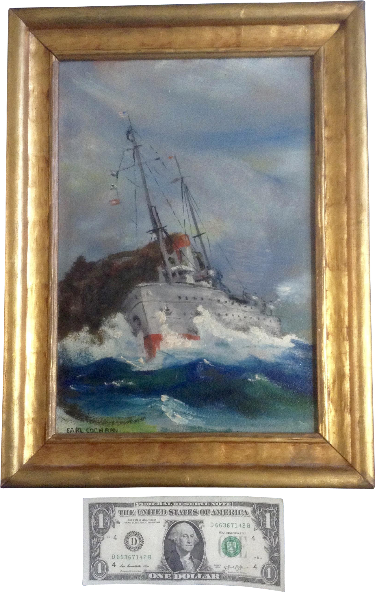 Earl Cochran, Marine Oil Painting, 1940's Wwii Us Navy - Navy Ships Oil Painting (2048x2048), Png Download