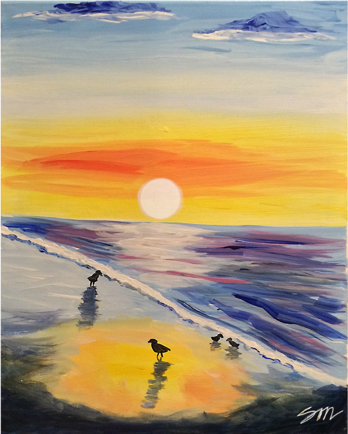 “seagull Sunset” - Painting (1080x864), Png Download
