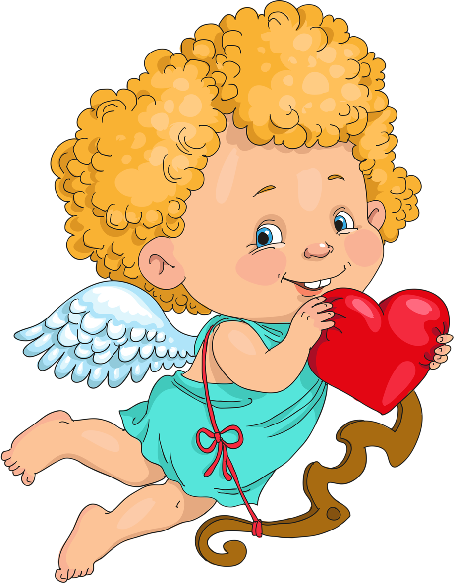 February Clipart Cupid - Desenho De Anjinho (1062x1280), Png Download