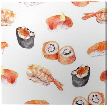 Sushi, Roll, Gunkan Seamless Sea Food Pattern - Oliver Gal Blakely Home 'eat Sushi' Canvas Art (16x20), (400x400), Png Download