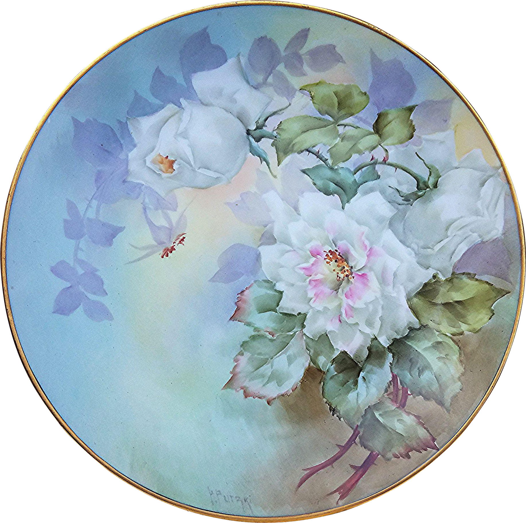 Paul Putzki, Vintage Early 1900's, Rare 'white Roses' - Porcelain (1833x1833), Png Download