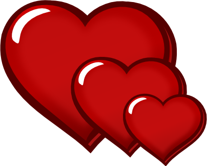 Three Red Hearts - Heart Clipart (404x324), Png Download