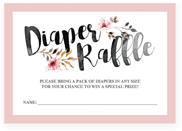 Printable Pink And Black Diaper Raffle Tickets By Littlesizzle - Diaper Raffle Ticket Printable (819x1024), Png Download