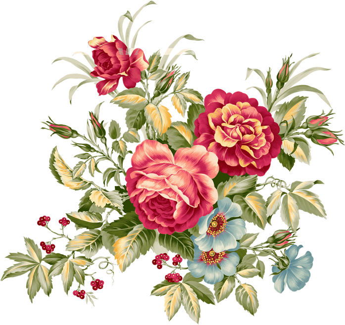 Flowers Clipart Vintage (758x700), Png Download