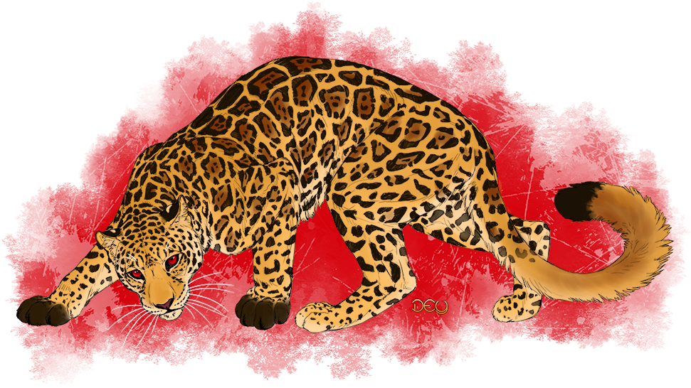 Red Eyed Jaguar By Deyvarah On Deviantart - Felidae (1000x556), Png Download