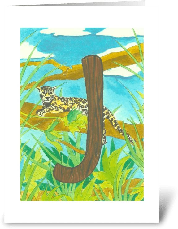 J For Jaguar Greeting Card - Painting (700x792), Png Download