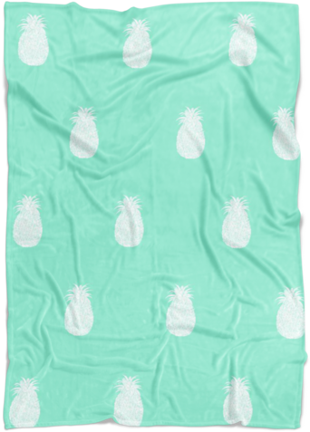 Mint With White Pineapples Fleece Throw - Navy Knot Personalized Month Milestone Baby Blanket (480x480), Png Download