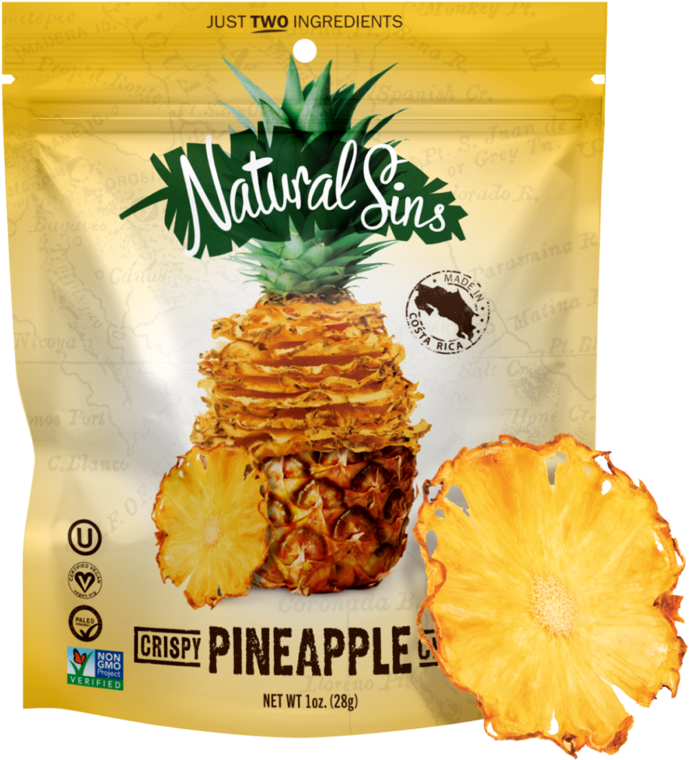 Crispy Pineapple Chips - Natural Sins - Crispy Pineapple Chips - 1 Oz. (1141x1200), Png Download