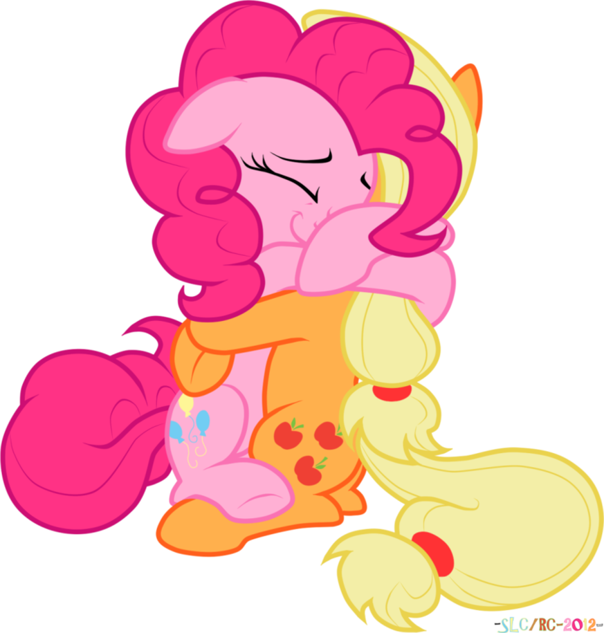 And Applejack Hug , - Pinkie Pie Hugging Applejack (873x915), Png Download