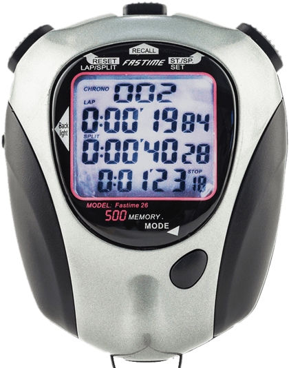 Stopwatch With 500 Lap Memory, Data Download To Pc - Fastime Stopwatch (450x540), Png Download