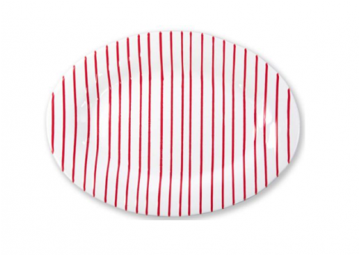 Red Striped Medium Oval Platter By Belleandjune - Medium Oval Platter (515x500), Png Download
