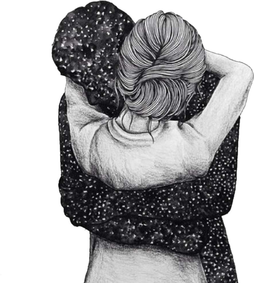 Blackandwhite You Love Hug Draw Tumblr - Hug Drawing (1080x993), Png Download