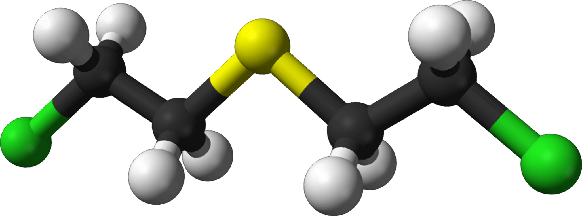Sulfur Mustard 3d Balls - Mustard Gas Molecule Structure (1100x470), Png Download