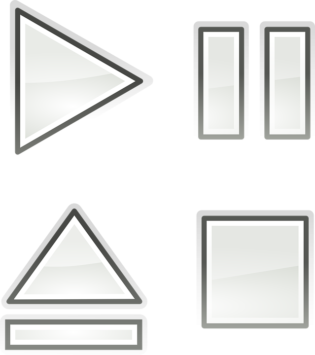 Pause Button Clipart Audio Play - Icon Play Pause Stop White (639x720), Png Download