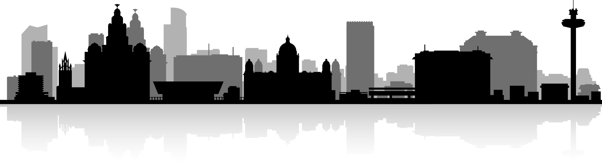 Liverpool - Liverpool Skyline Silhouette (1920x533), Png Download