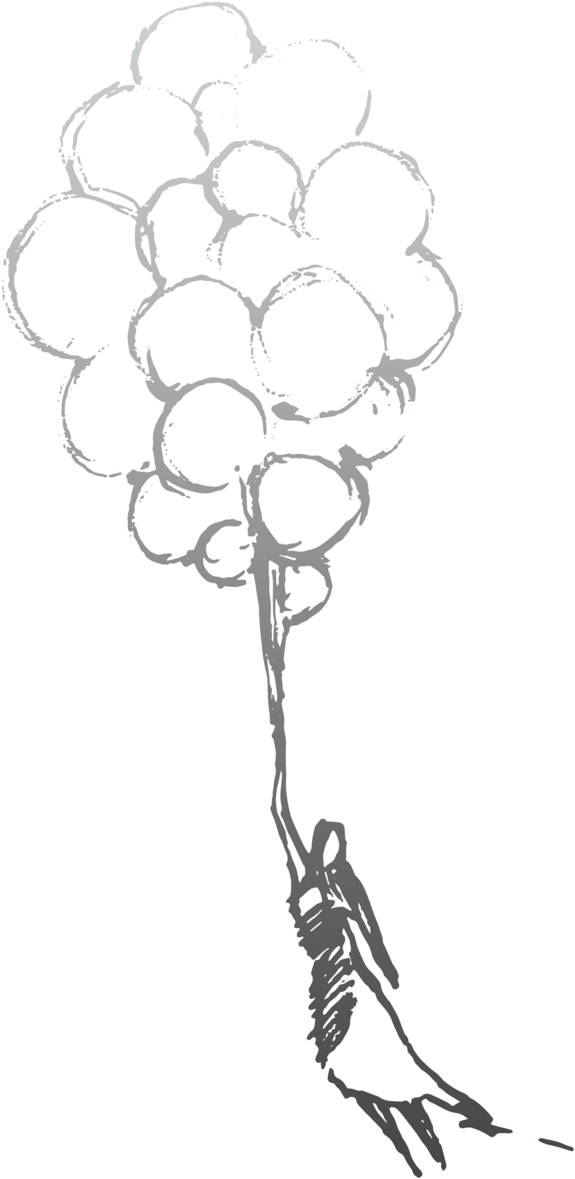 Gradient Girl With Baloons - Drawing Of Girl Holding Balloon (1000x1843), Png Download