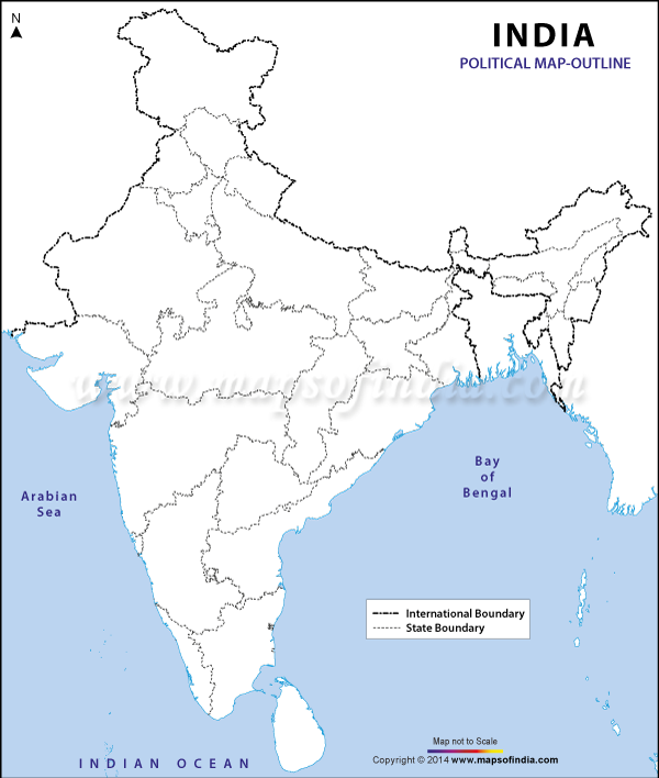 India Political Map Outline (600x708), Png Download