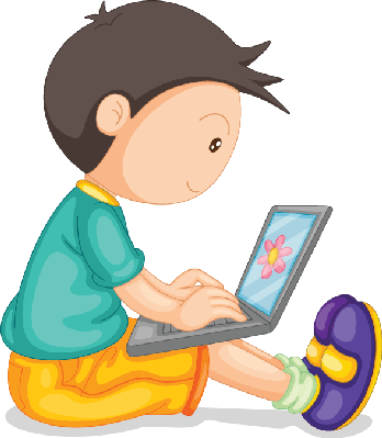 Laptop Clipart Boy - Boy With Laptop Clipart (348x399), Png Download