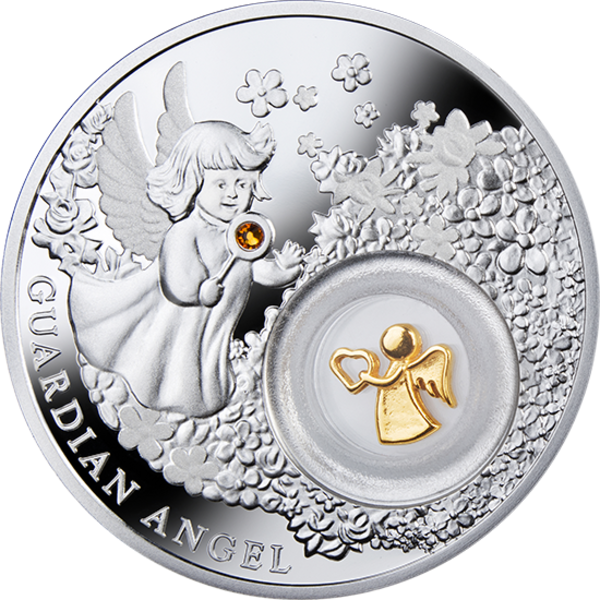 Niue 2014 2$ Guardian Angel Proof Silver Coin - Coin (600x600), Png Download