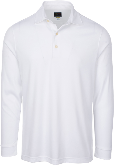 White - Long Sleeve Polo Shirt Png (700x700), Png Download