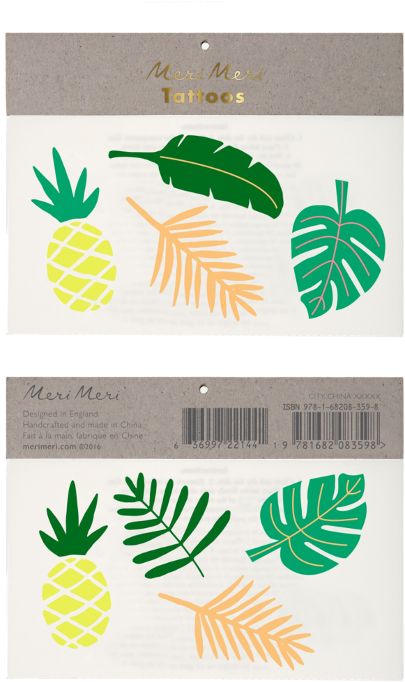 Tropical Leaves Tattoos - Tatouage Ephemere Tropicaux (1024x1024), Png Download