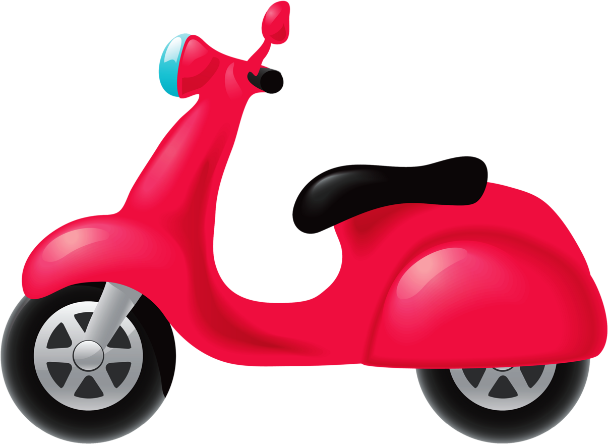 E Clipart Scooter - 機車 卡通 (1280x977), Png Download