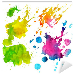 Set Of Watercolor Colorful Drops And Spray On A White - Watercolor Painting (400x400), Png Download