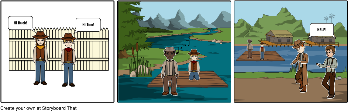 Huckelberry Finn - Cartoon (1164x385), Png Download