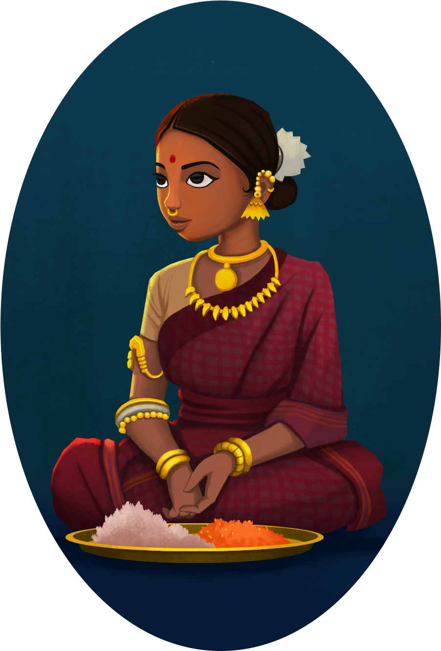 Indian Selling Flowers Character Design My Work - Indian Girl Character Design (944x1358), Png Download
