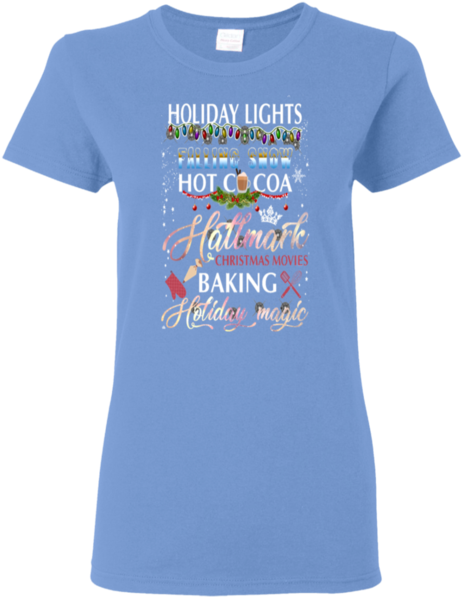 Holiday Lights Falling Snow Hot Cocoa Hallmark Christmas - Stand For The Flag Kneel For The Cross Ladies Short-sleeve (600x600), Png Download